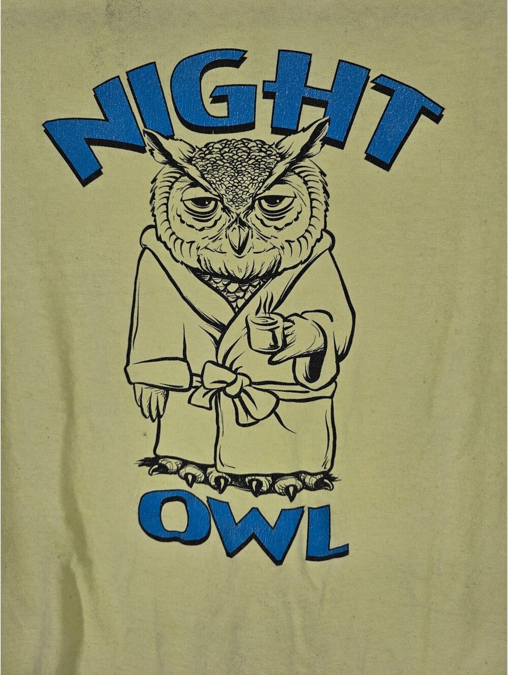 Gildan Womens Sz M Short Sleeve T Shirt Lime Green Funny Night Owl Graphic - Picture 2 of 4